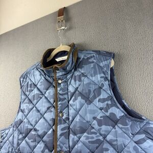 Peter Millar Vest Men's XL Blue Camo Essex Quilted Travel Crown Golf Fleece Logo
